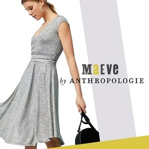 Anthropologie x Maeve | Tamera Dress Glittery Silver